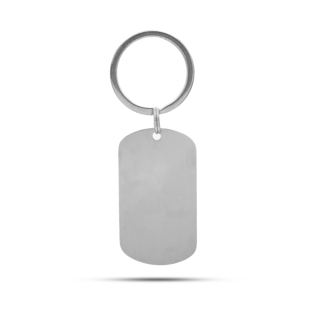 Llavero Acero Placa Militar Redondeada Para Grabado