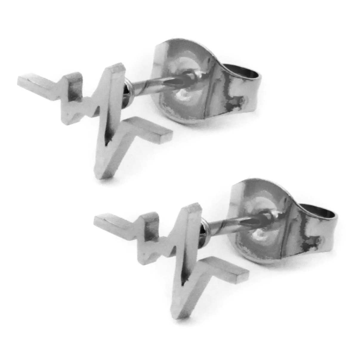 Set Joyeria Acero Plateado Electrocardiograma Corazon