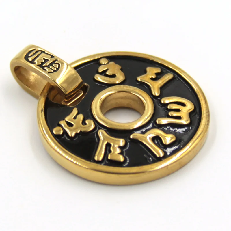 Dije Acero Dorado Medallón Mantras Sagrados