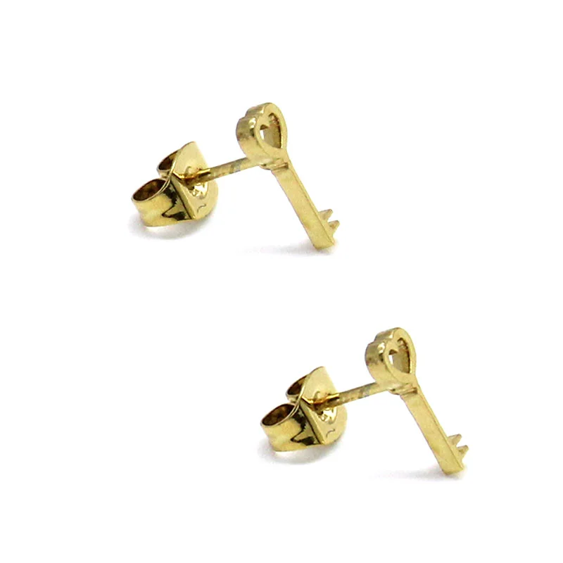 Set de Joyeria Acero Inox Dorado Corazon Llave Antigua