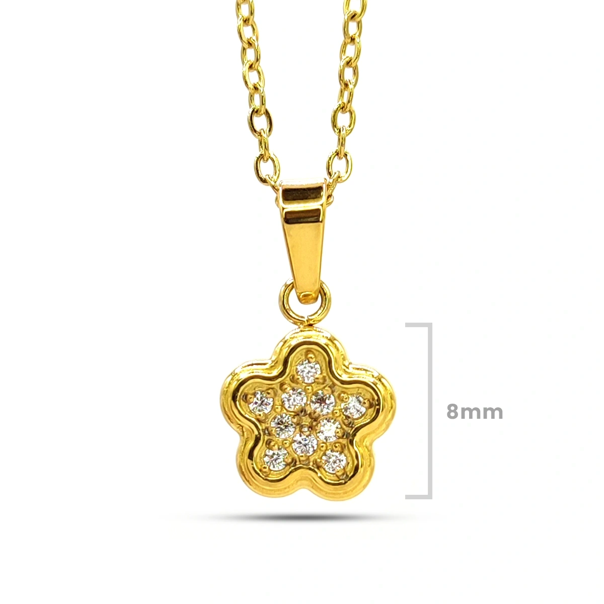 Collar Acero Dorado Mini Flor Cristales Elegante