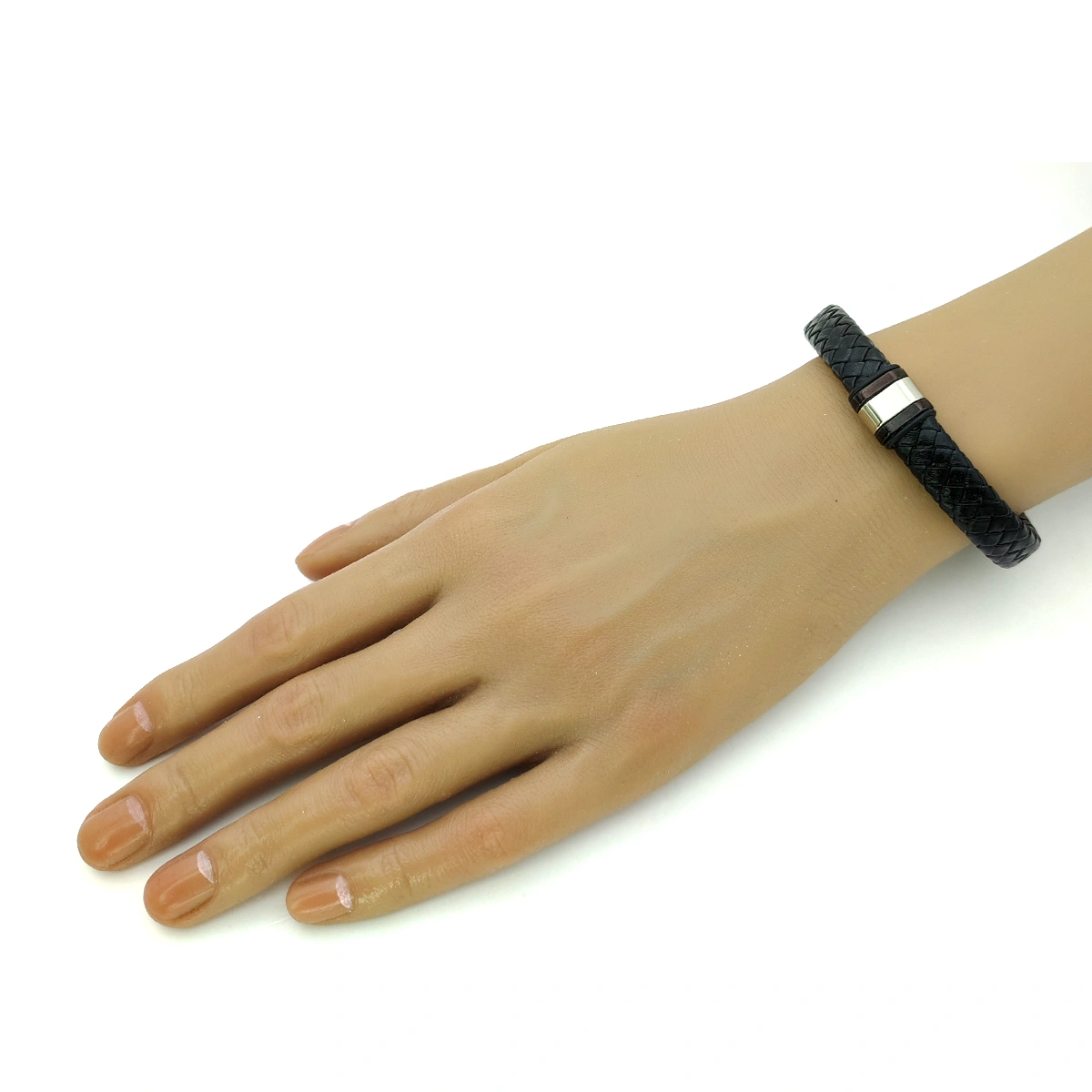 Pulsera Base de Piel Negra con 1 Cuenta