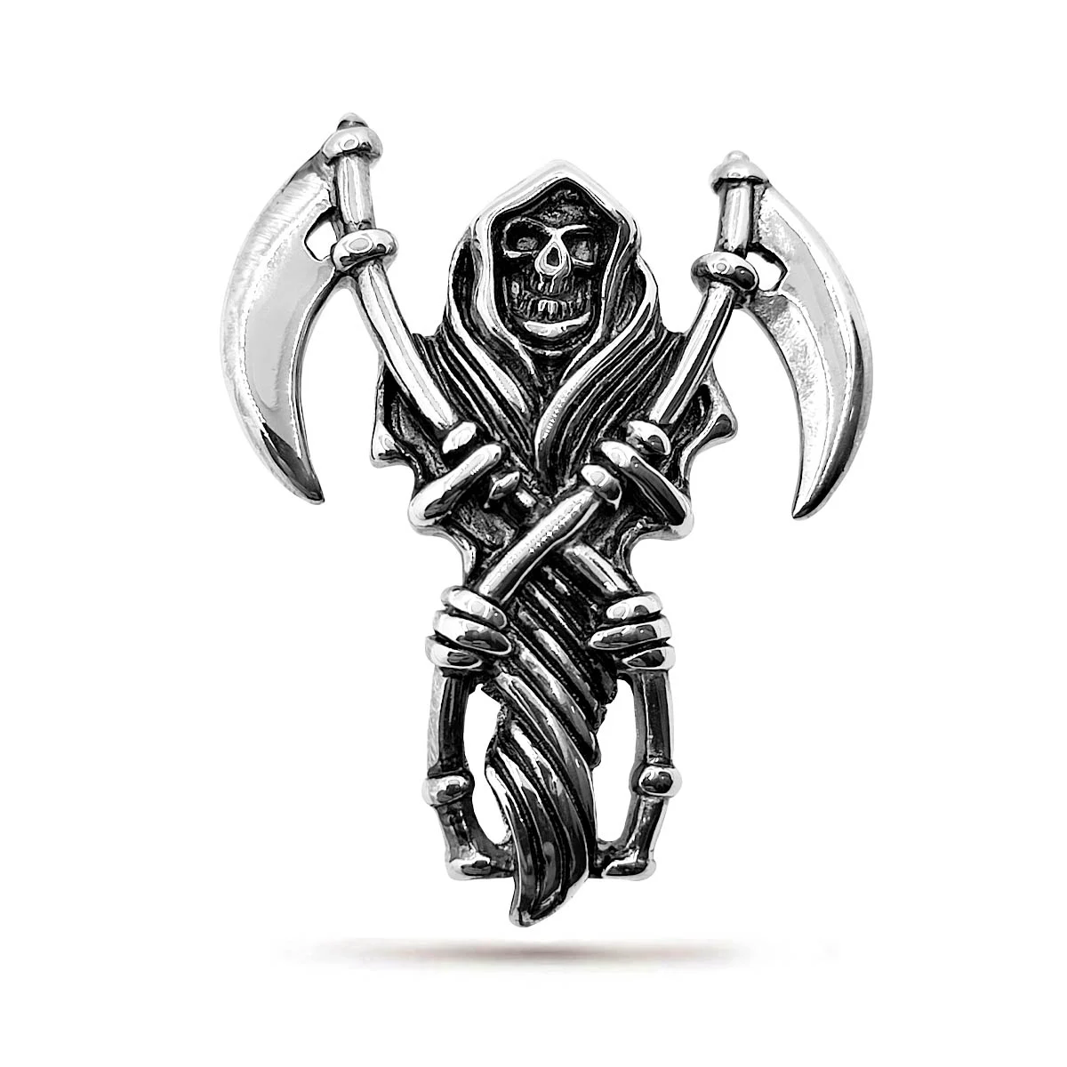Dije Acero Plateado Fantasma Santa Muerte Religión Culto