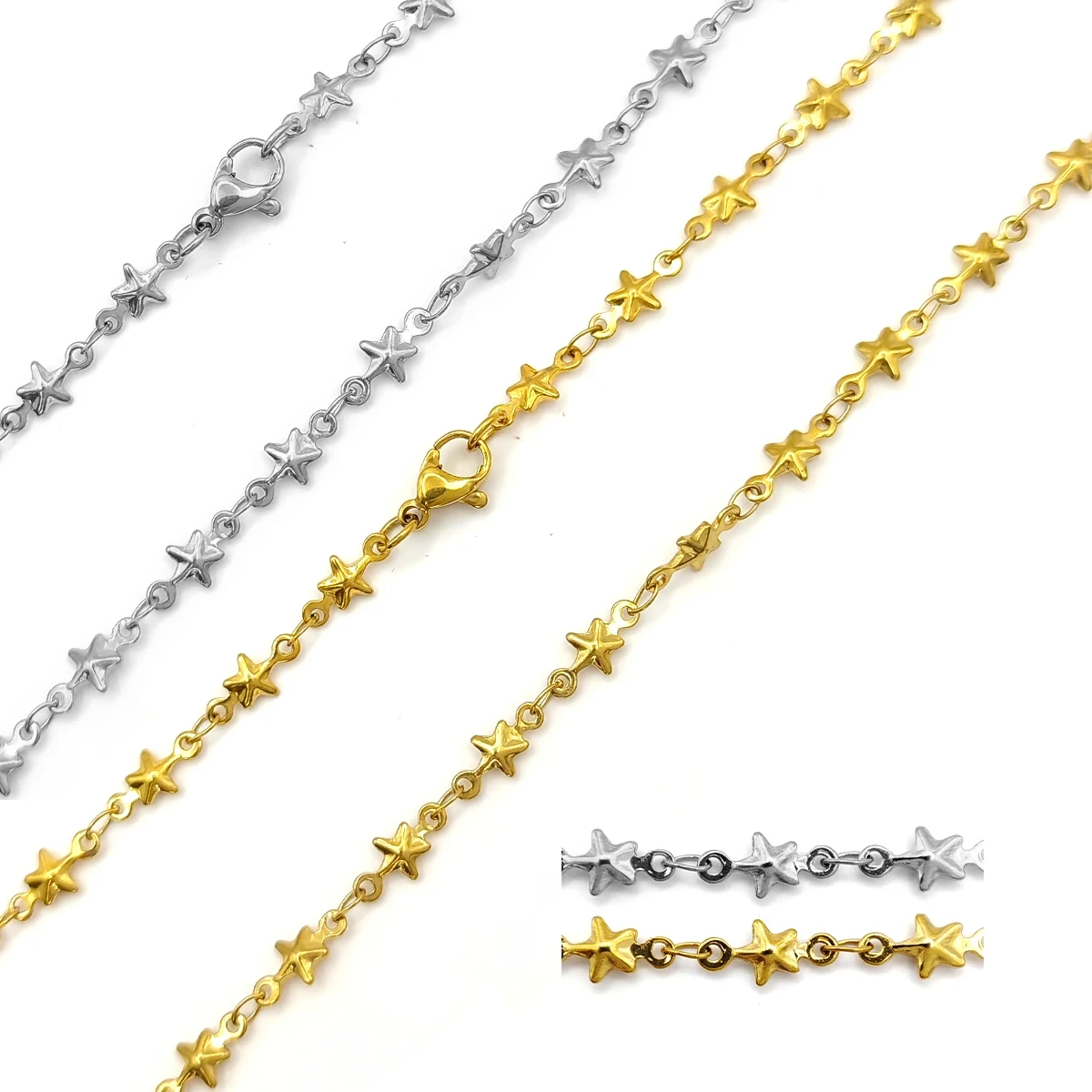 Cadena Acero Inoxidable Mini Estrellas Infladas 4 mm