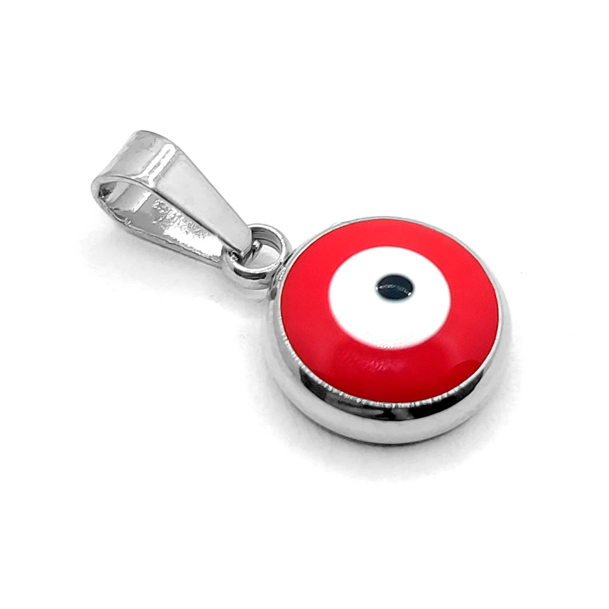 Dije Acero Inox Plateado Ojo Turco Nazar Rojo Protección