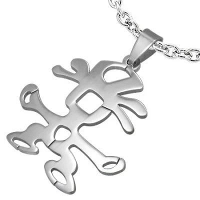 Dije de Acero Inox Plateado Diseño Muñeco Mediano