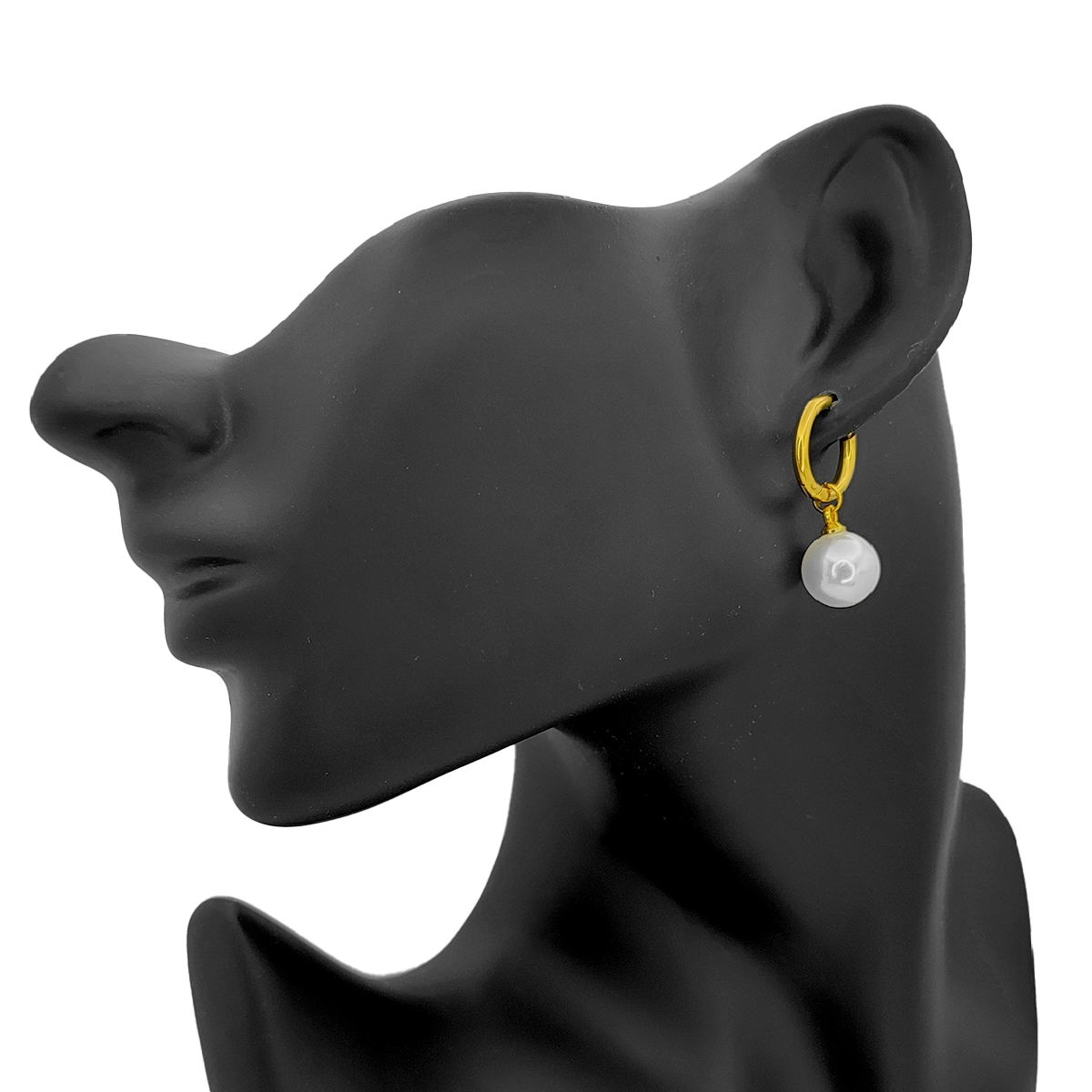 Aretes  Acero  Dorado Arracada Huggies Perla Colgante