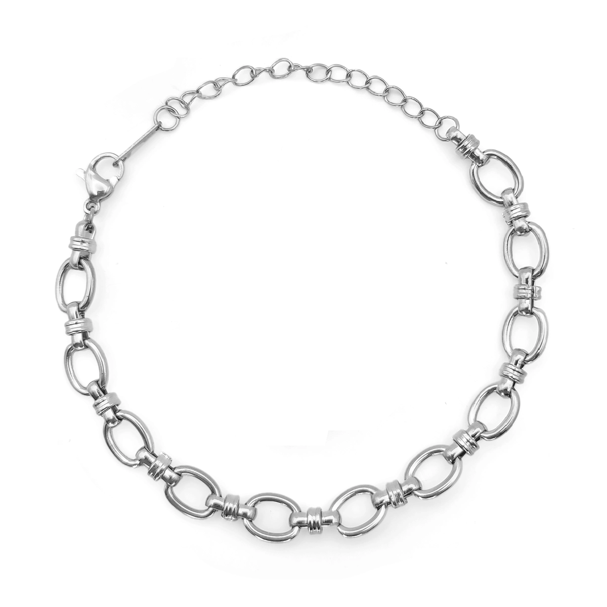 Pulsera Acero Esclava Eslabon Corto Oval Moderno