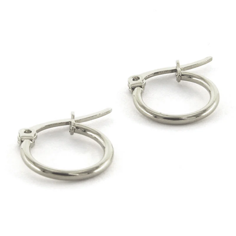 Aretes Acero Plateado Arracadas lisas Tubular 13mm