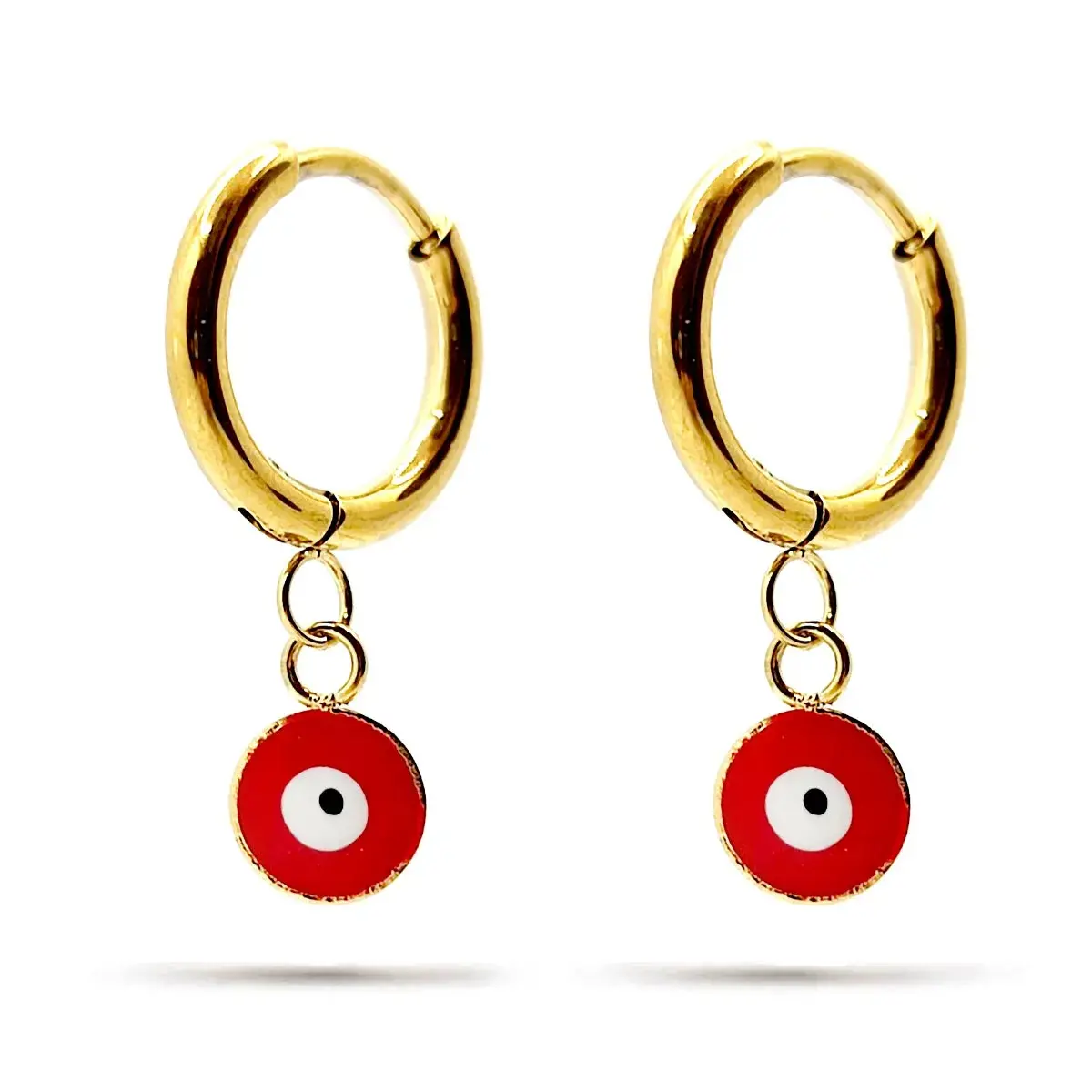 Triple Par de Aretes y Broqueles Acero Inox Ojo Turco