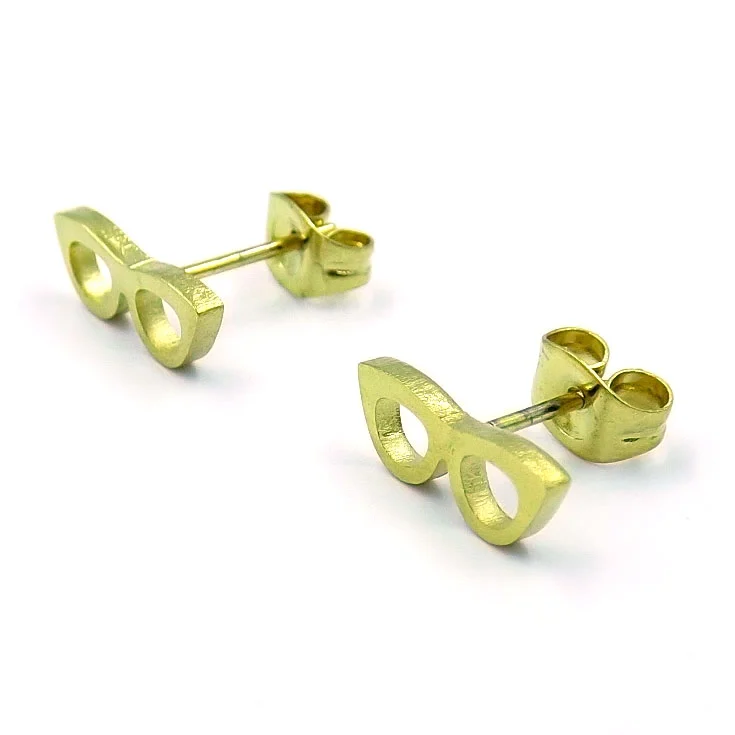 Aretes Tipo Broquel Acero Dorado Lentes de Sol