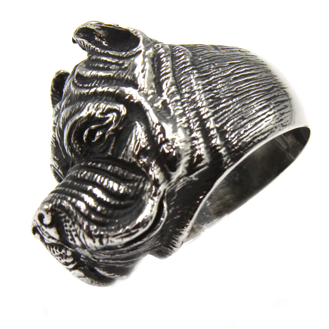 Anillo de Acero Inoxidable Cabeza de Pitbull