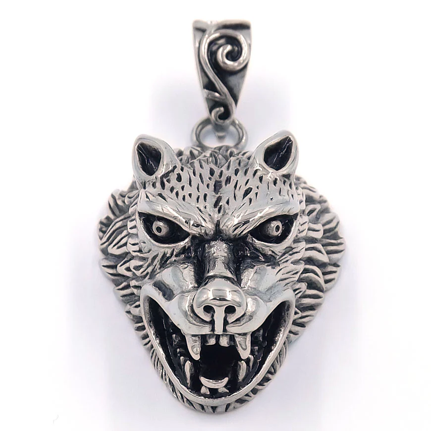 Dije de Acero Inoxidable Cabeza de Lobo Alfa