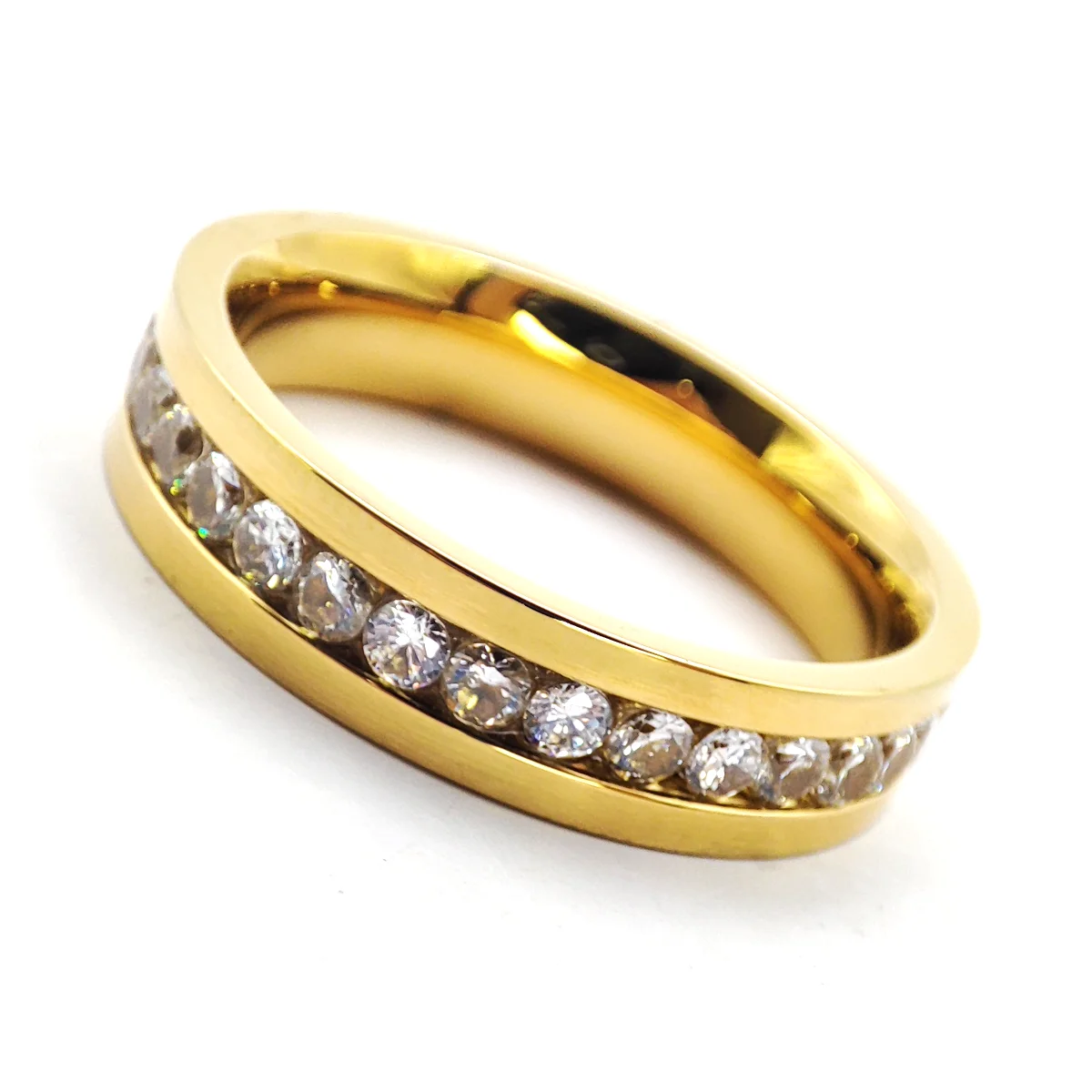 Anillo Acero Dorado Argolla Estilo Churumbela Biselada