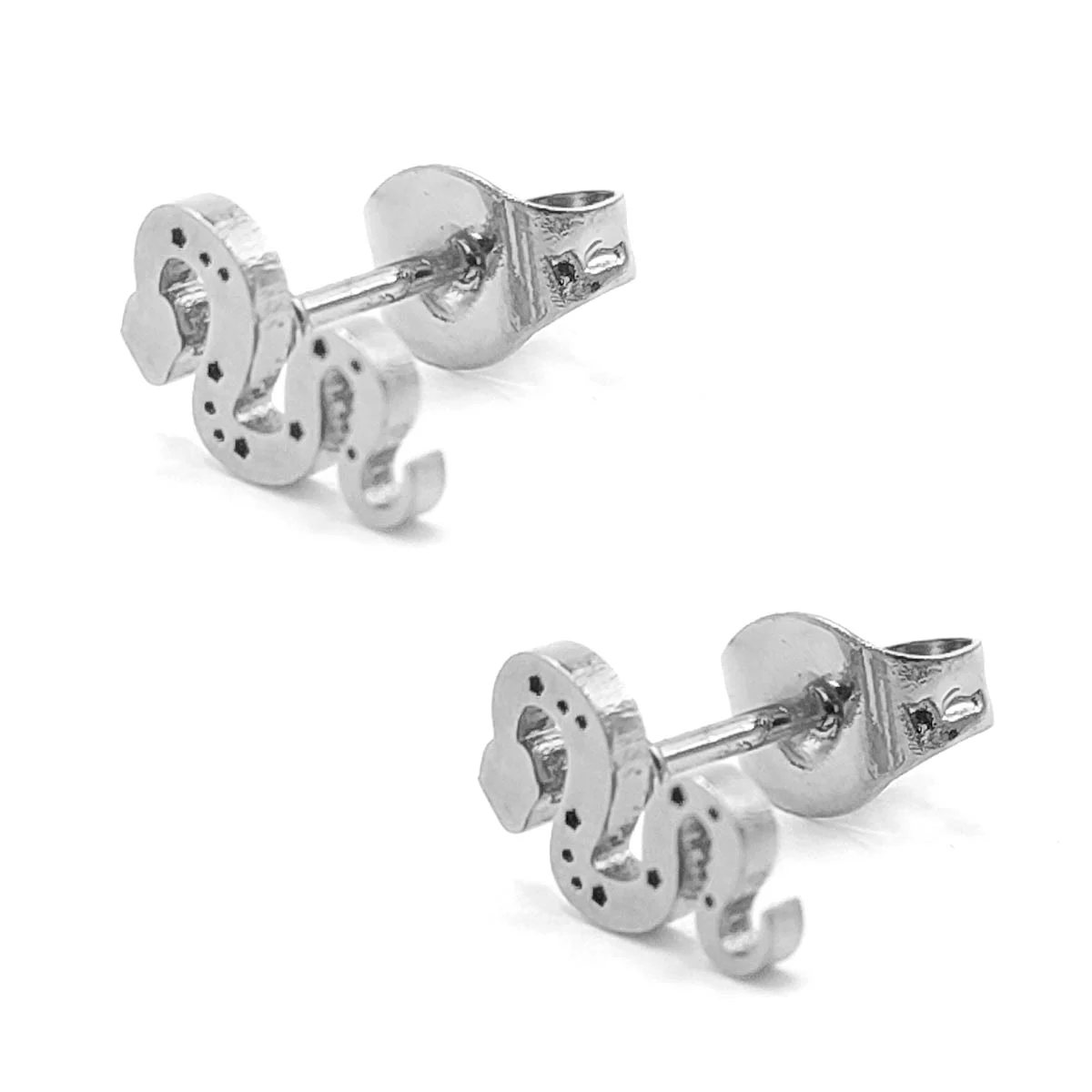 Aretes Acero Inoxidable Plateado Tipo Broquel Serpiente