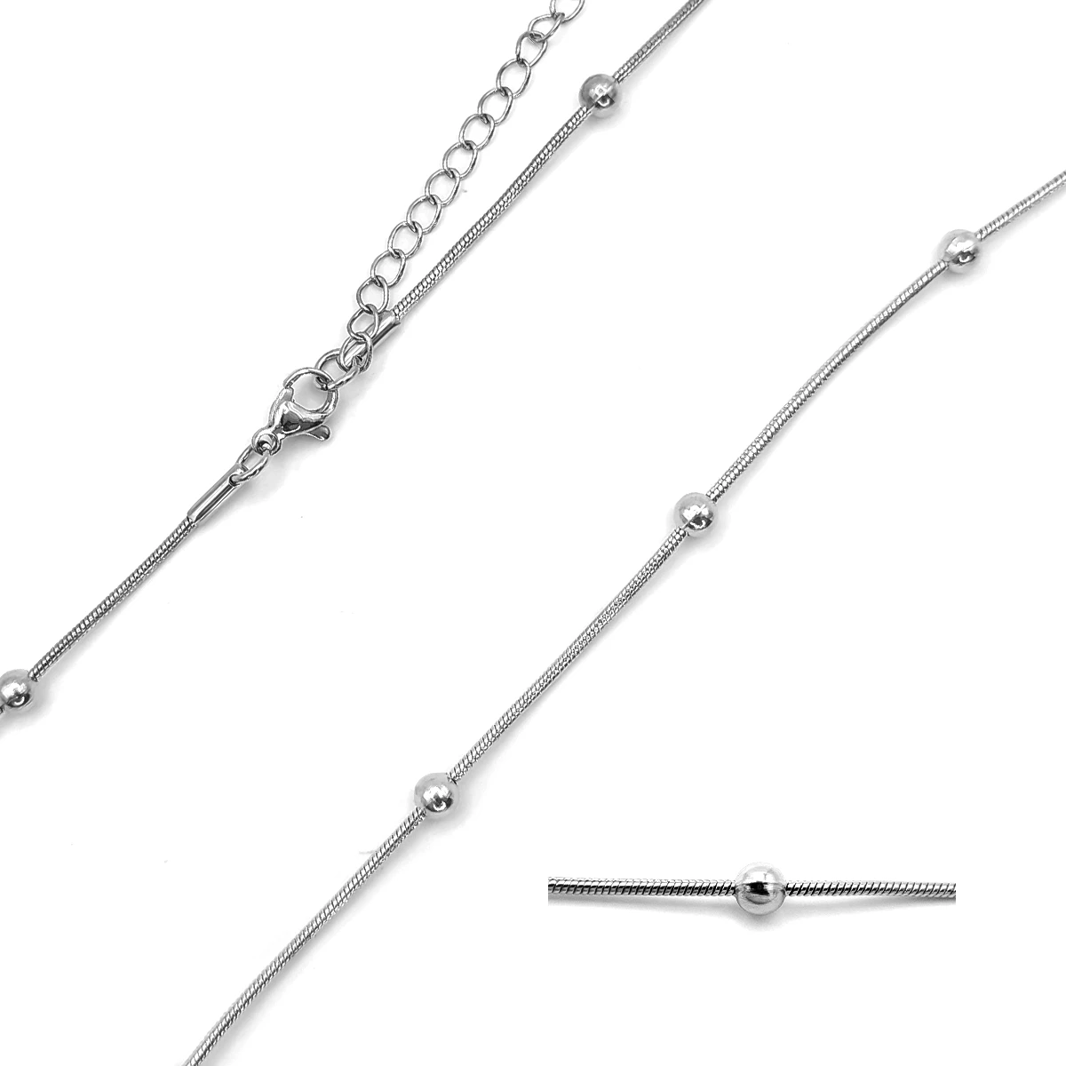 Cadena Acero Inox Cola de Rata Balines Elegante