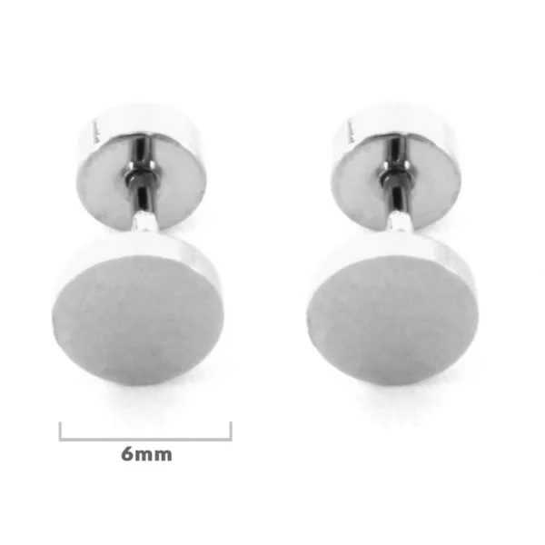 Aretes Tipo Broquel Dormilon Acero Plateado Cirulo Liso