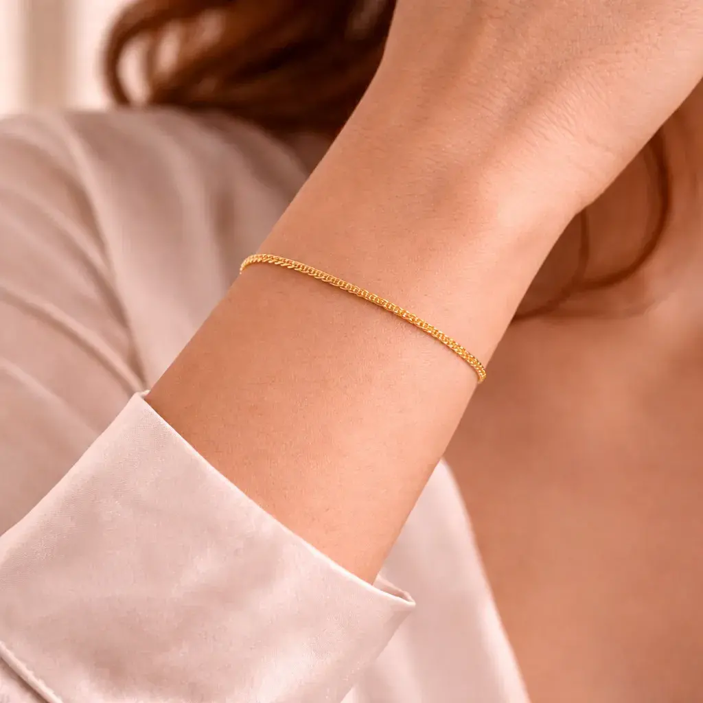 Pulsera Acero Inox Dorado Torcida Estrellada Delgada