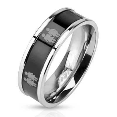 Anillo Acero Inoxidable Diseño Pareja Orgullo Gay Mujer