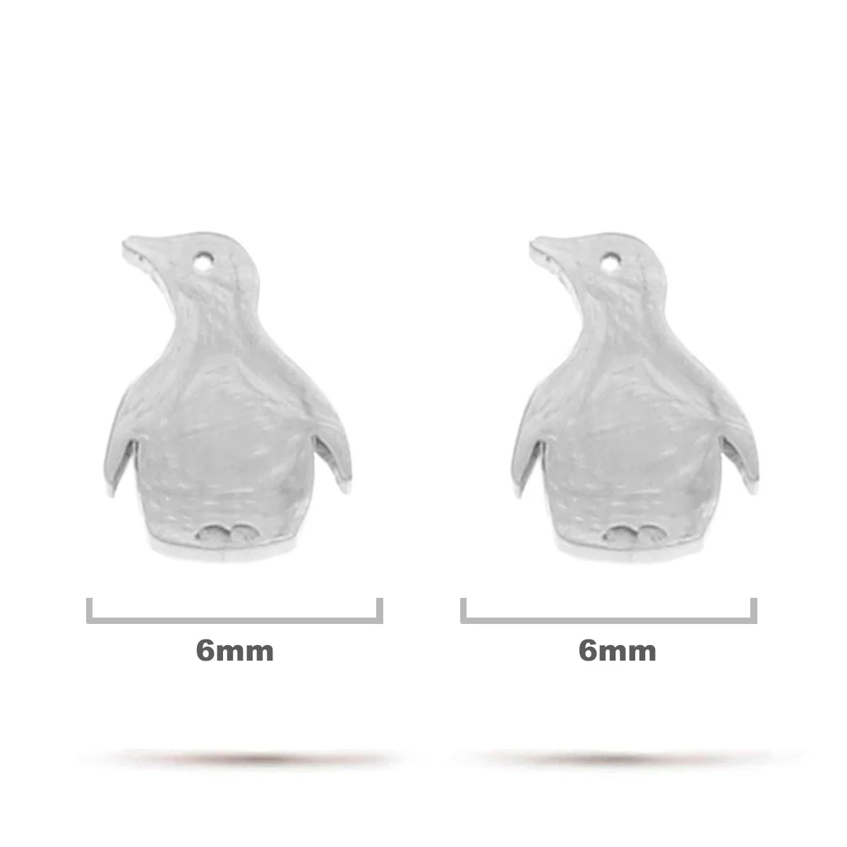 Aretes Acero Inox Plateado Tipo Broquel Pinguinos
