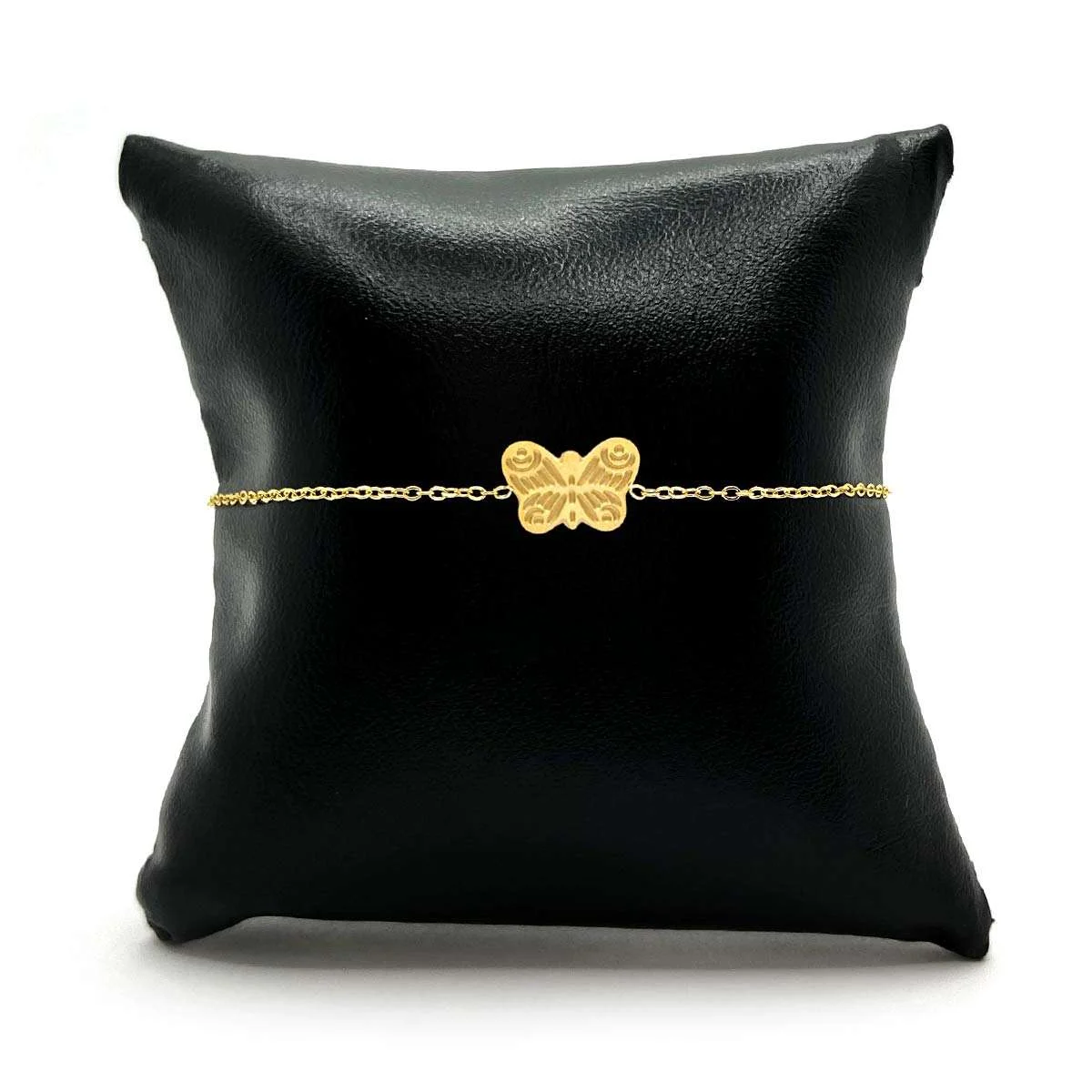 Pulsera Acero Dorado Mujer Diseño Mini Mariposa Grabada