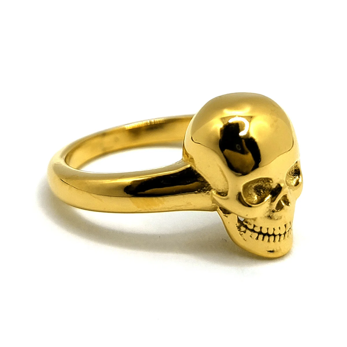Anillo Acero Dorado Cráneo Calavera para Mujer Rock Gold