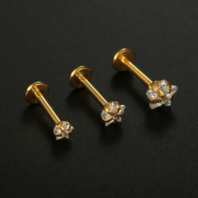 Piercing de Oreja Acero Estrella Zirconia Cubica Clara