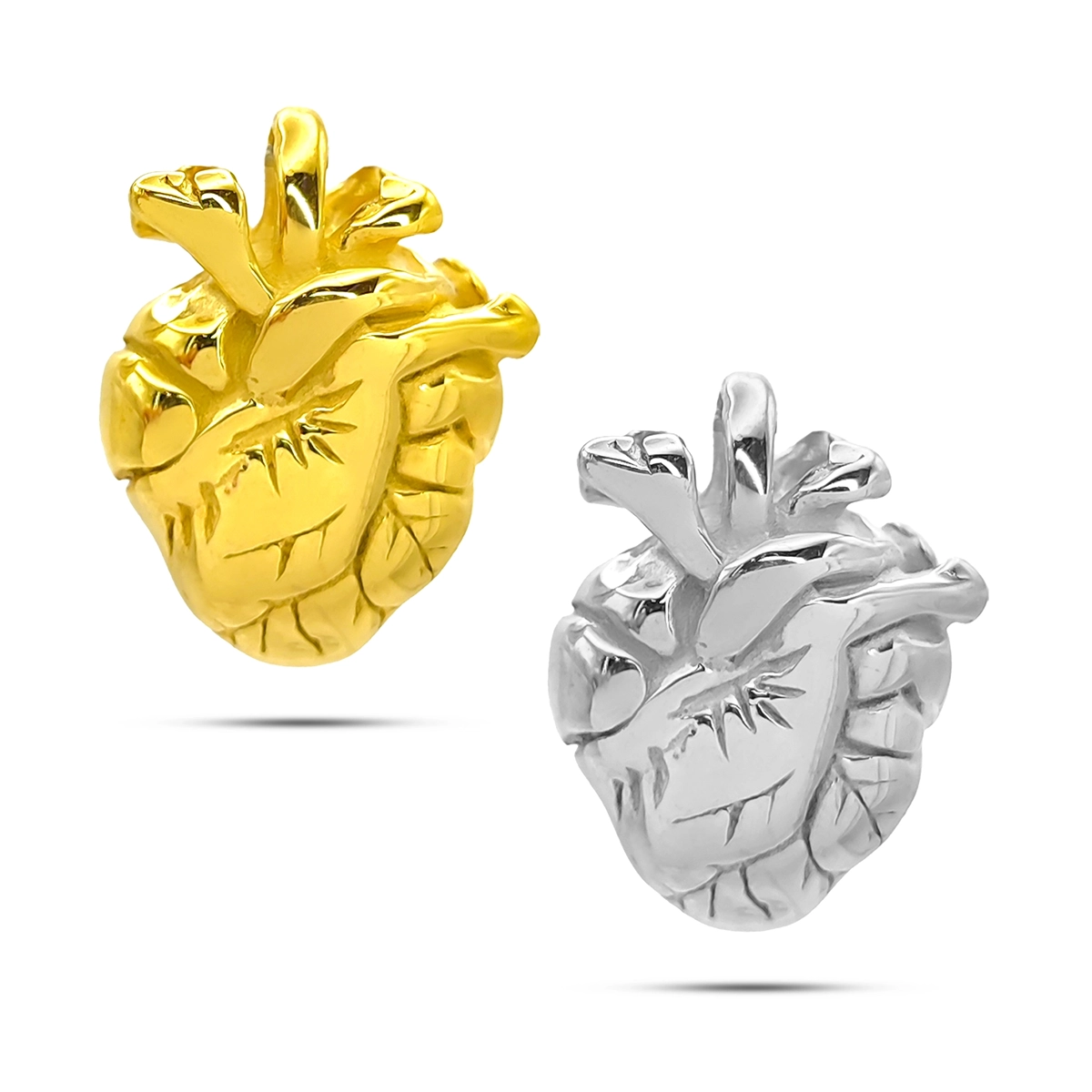 Dije Acero Inox Corazón Anatómico Humano Realista Amor