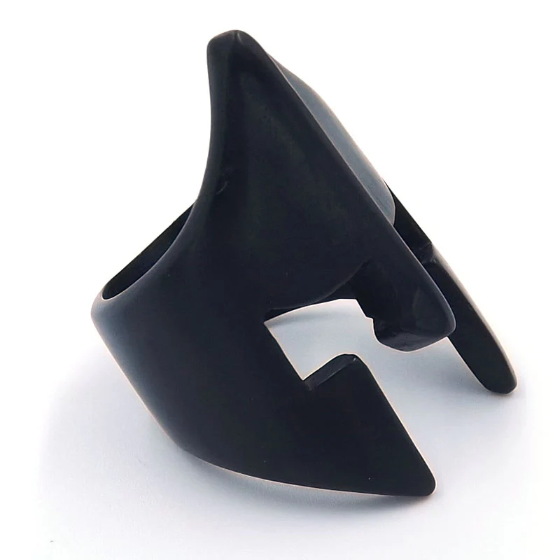 Anillo de Acero Negro Casco de Gladiador Espartano