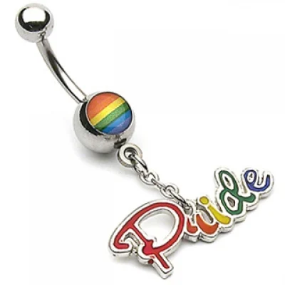 Piercing para el ombligo Diseño Bandera y Letras Orgullo Gay