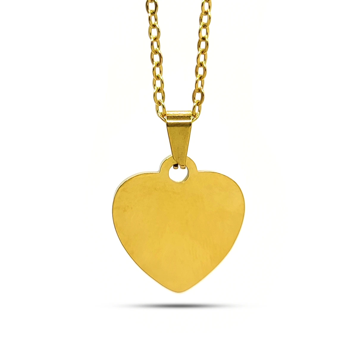 Collar Acero Inox Placa Mini Corazon Plano Para Grabado