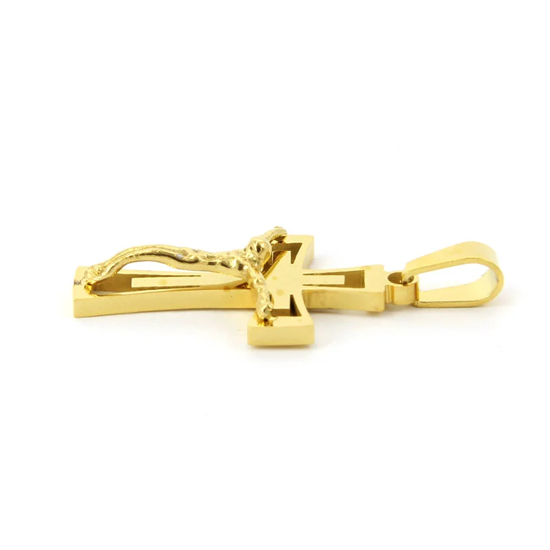 Dije Acero Dorado Crucifijo Cristo Crucificado Devocion