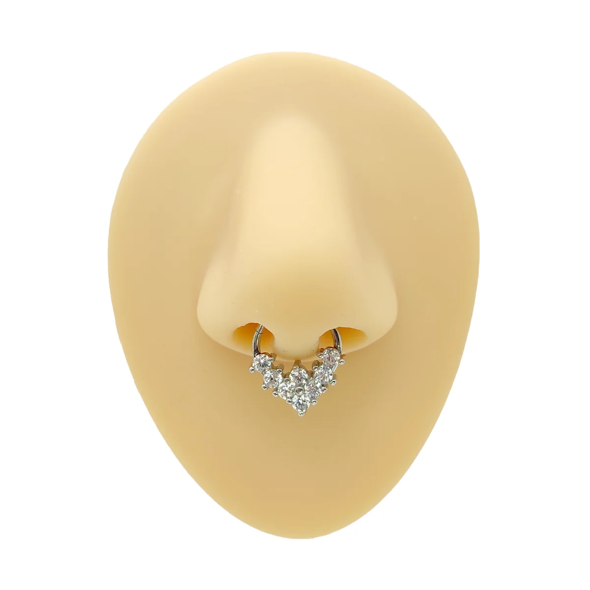 Piercing de Oreja Acero Plateado Aro Clicker Cristal en V
