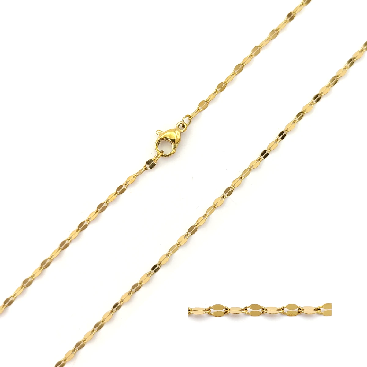 Cadena Acero Delgada Eslabón Petatillo Dos Petalos 2 mm