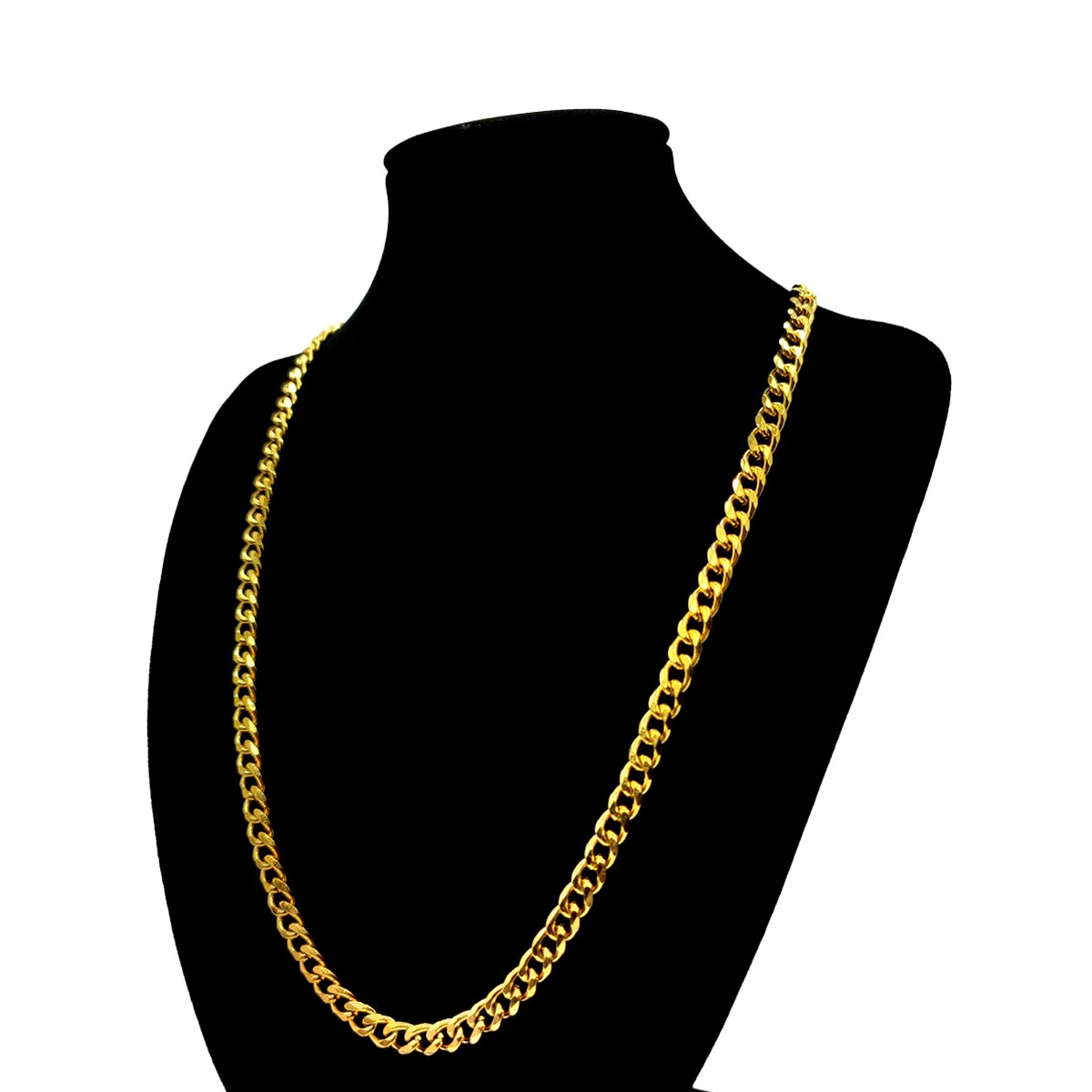 Cadena Acero Dorado Barbada Eslabon cubano 6mm x 60xm