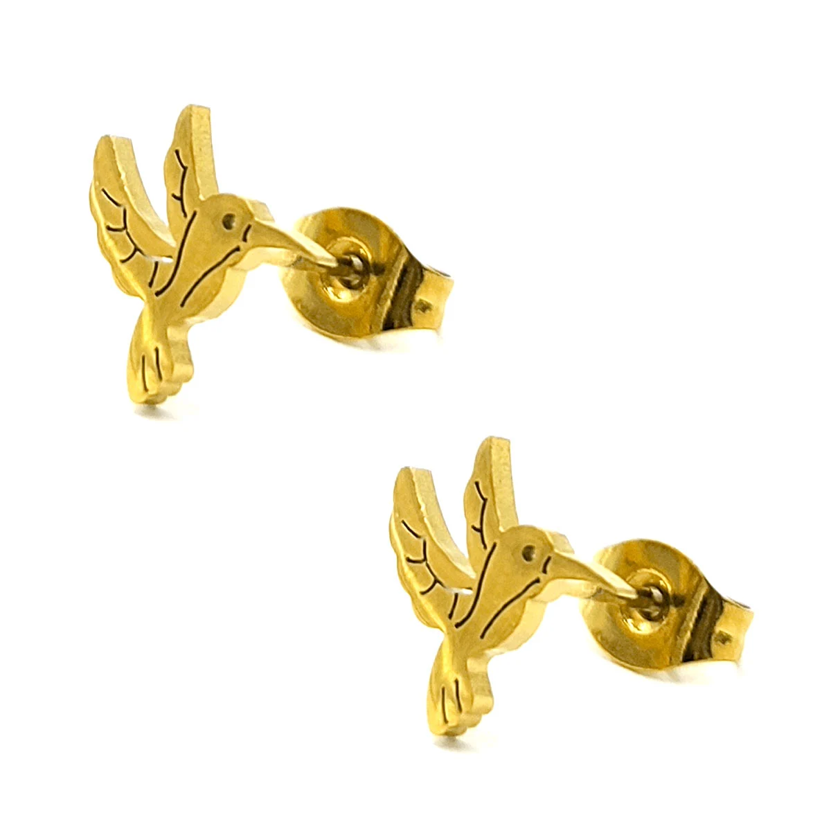 Set Joyeria Acero Inoxidable Dorado Hermoso Colibri 16 mm