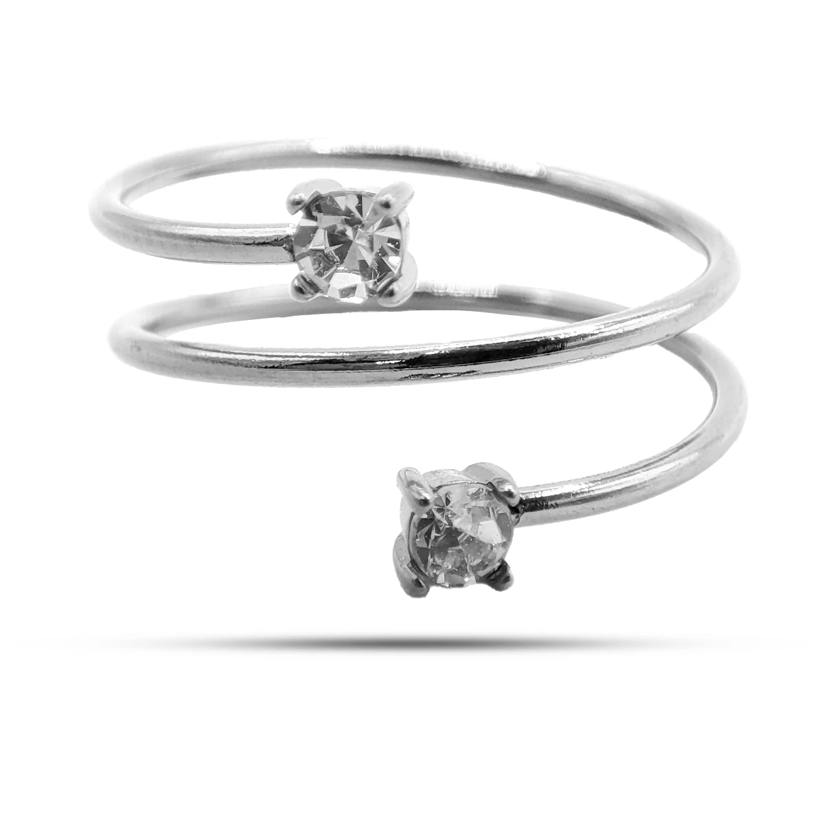 Anillo Acero Inox Resorte Espiral Delgado Zirconia Ajustable