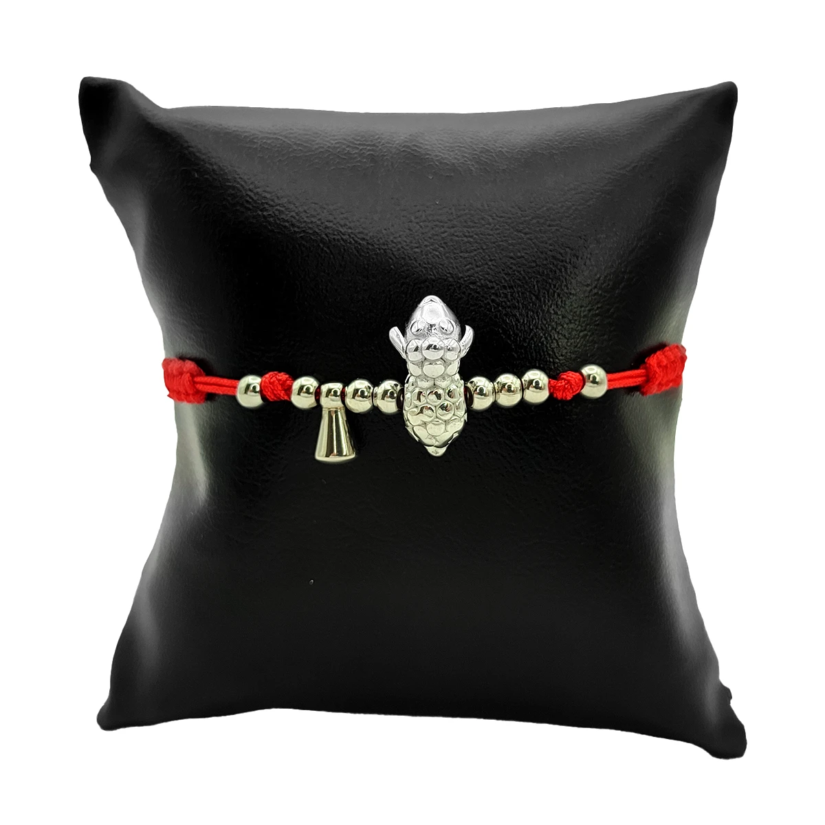 Pulsera Acero Plateado Borrego de la Fortuna Hilo Rojo