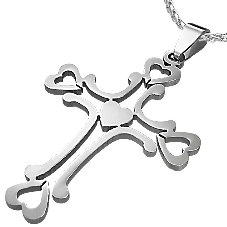 Dije de Acero Cruz de Corazones