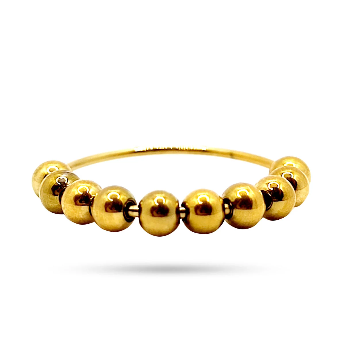 Anillo Acero Dorado Cuentas Movibles Anti Estrés Ansiedad