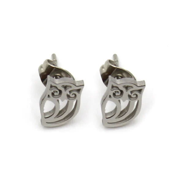 Set de Joyeria Plateado Cadena Aretes Dije Búho Lechuza