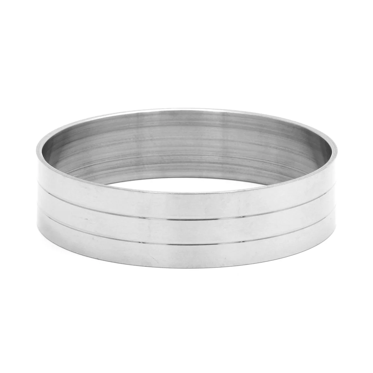 Pulsera Tipo Pulso Acero Inox Plateado Doble Bisel Liso