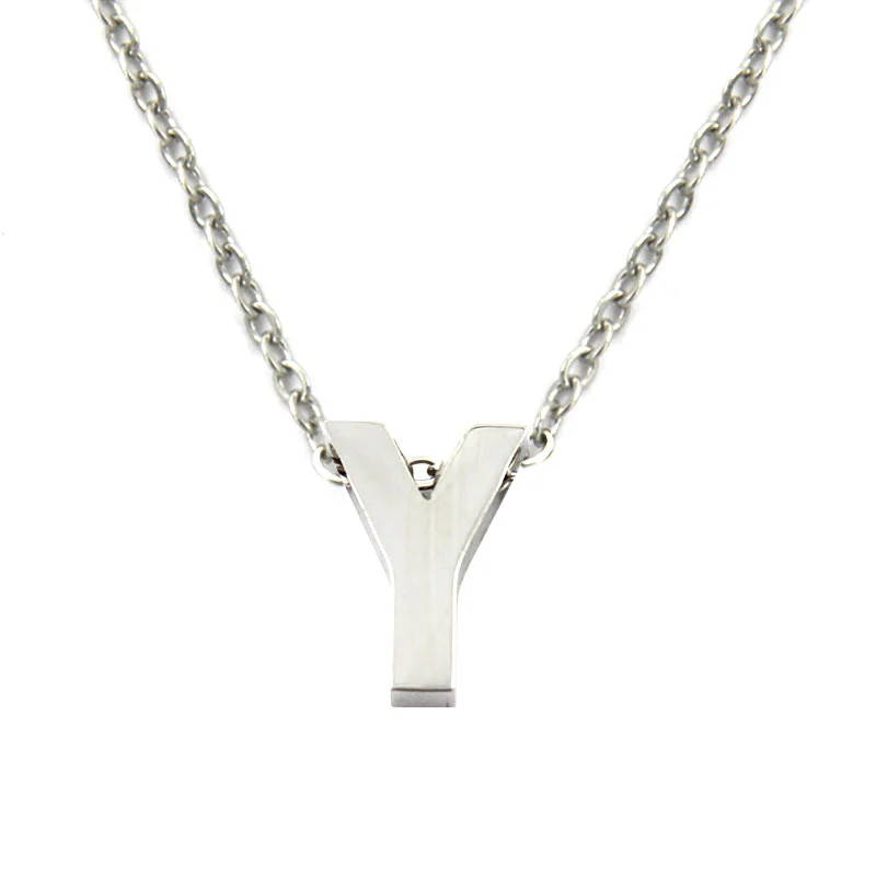Collar Acero Inoxidable Plateado Letra Y Pequeña Nice