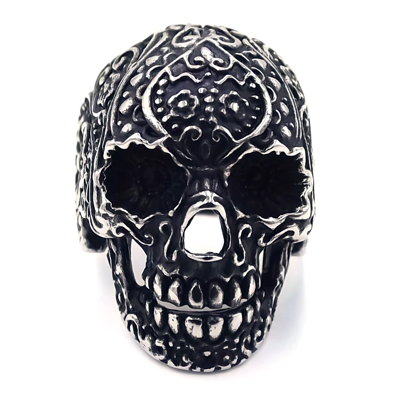 Anillo Acero Plateado Calavera Garbancera Catrina
