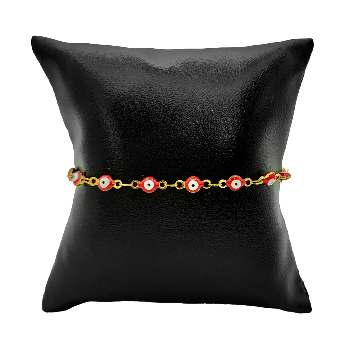 Pulsera Acero Dorado Protección Ojo Turco Rojo 4mm