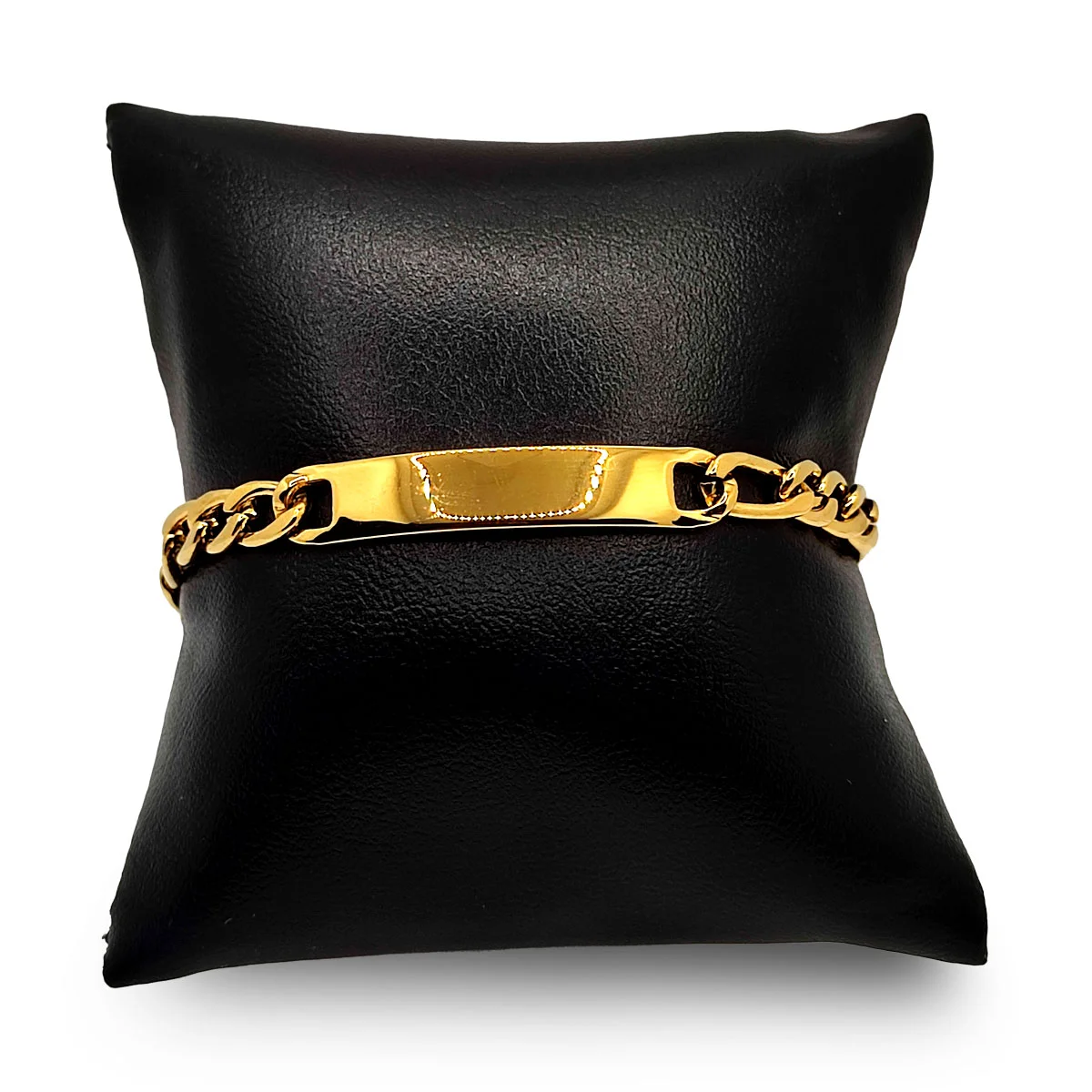 Pulsera Acero Dorado Esclava 3x1 Placa Delgada Grabar